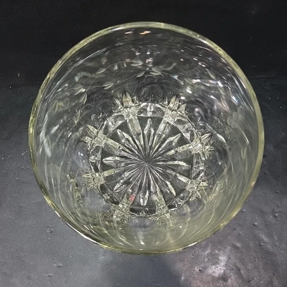Princess House‎ Heritage Crystal Ice Bucket, Etched Floral Serving Bowl, Barware